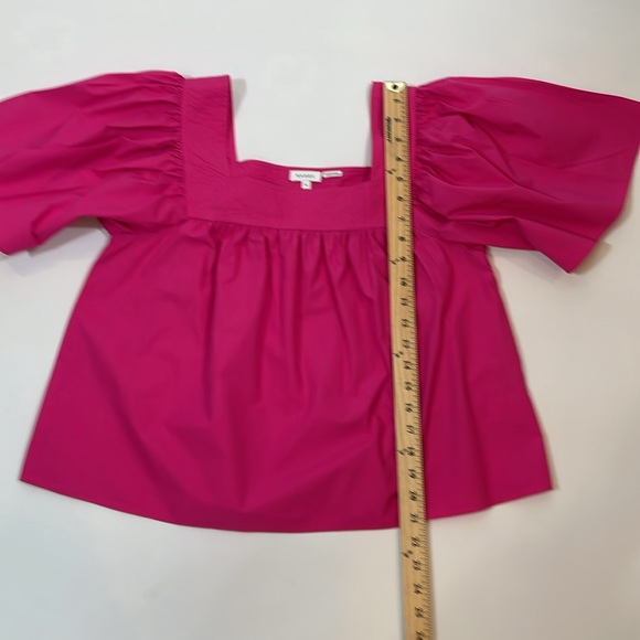 Rhode Fuscia Pink Flutter Sleeve Top M 100% Cotton EUC Like New - Picture 5 of 9